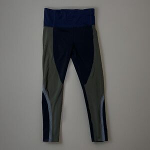 Athleta Spar Colorblock Sz Sm Tight Navy Black Olive Grey High Waist Run Yoga